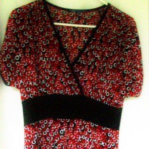 bluhheaven Black Red & White Short Sleeve Dress Si